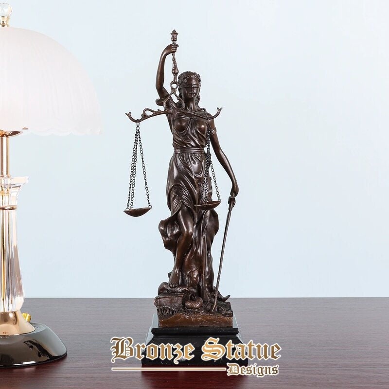 Lady justice greek goddess statue bronze blind themis justitia sculpture mythology figurine antique art home decoration