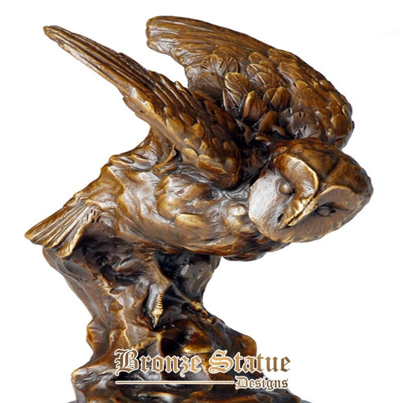 Owl sculpture bronze statue art home decor accessories birds animal figurine statuette antique study room ornament
