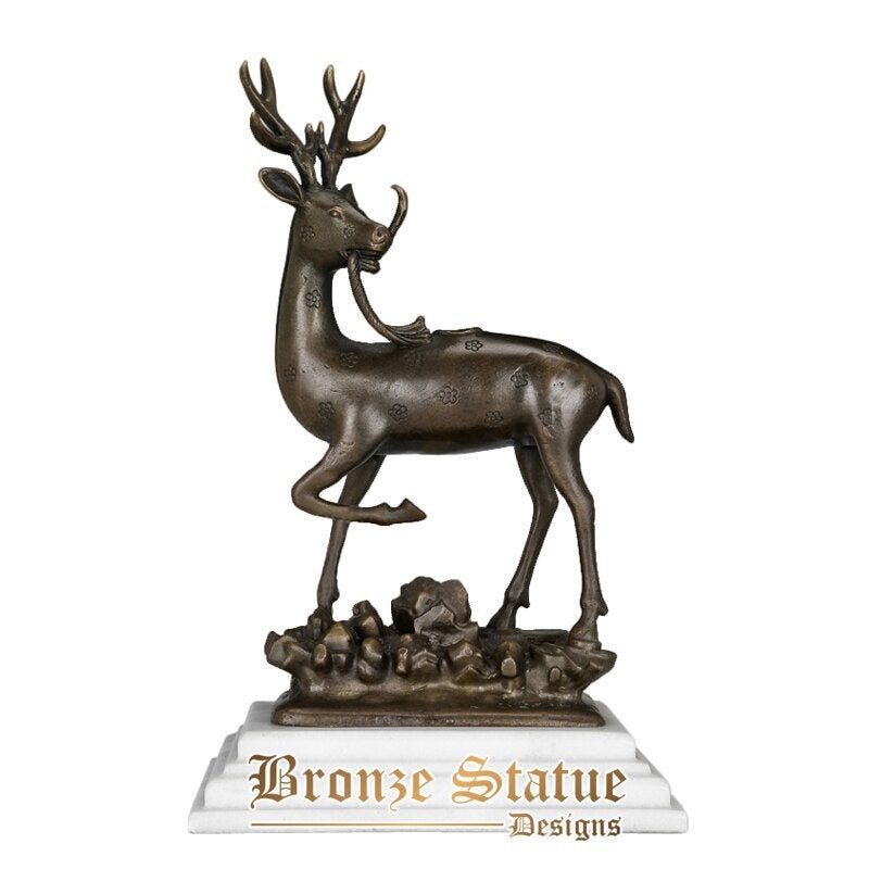 Wild sika deer statue sculpture hot cast bronze animal figurine art office decor business present