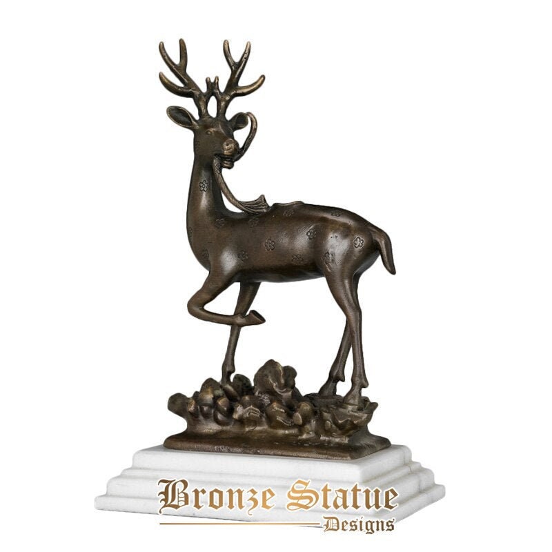 Wild sika deer statue sculpture hot cast bronze animal figurine art office decor business present