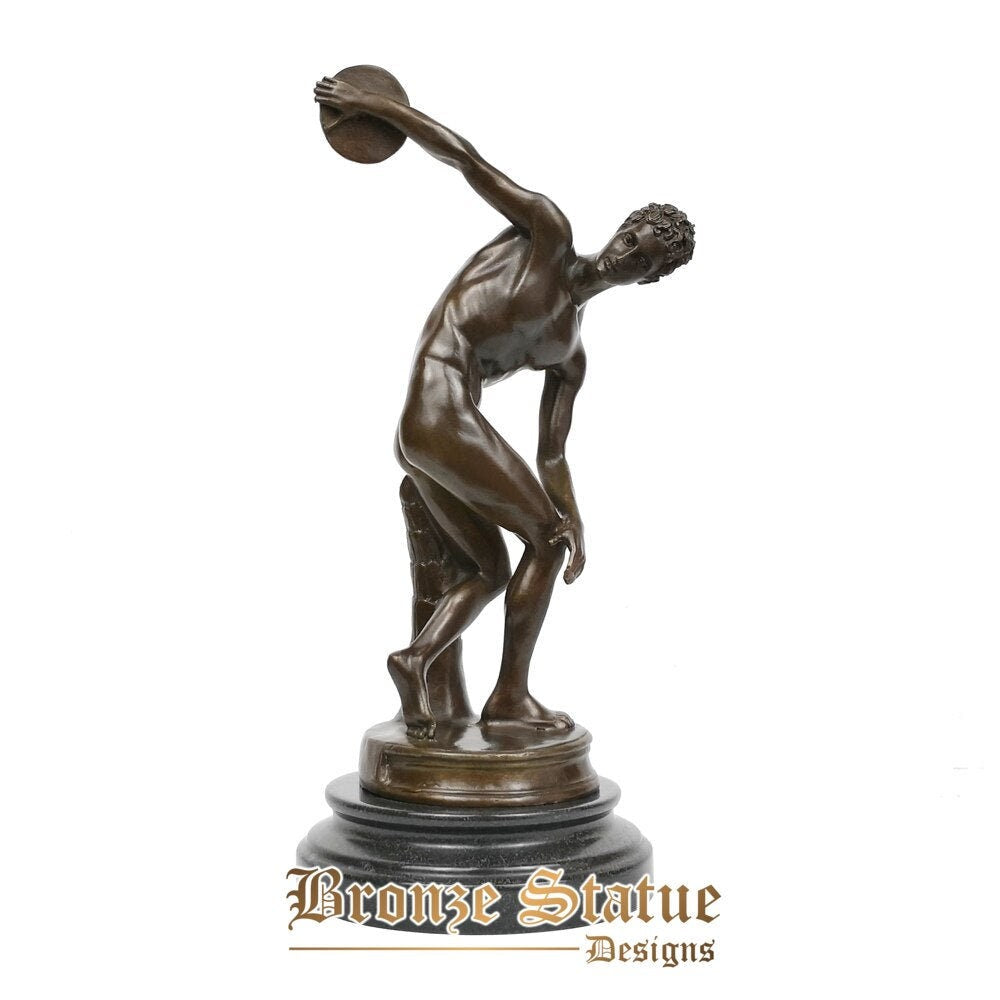 Discus Throw Statuu Bronze classic discus thrower statue discobolos sculpture by greek fam ...