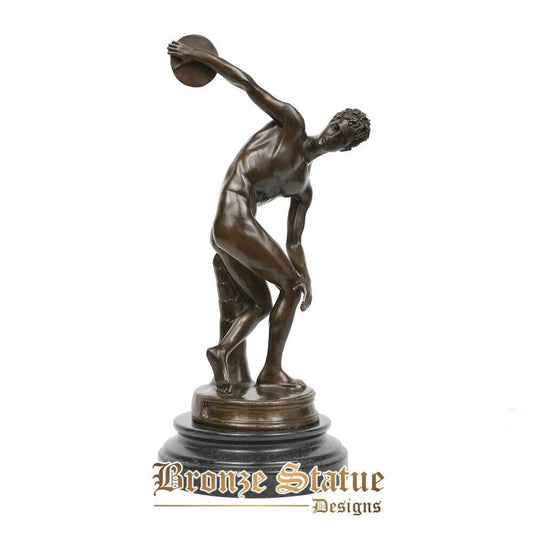 Bronze classic discus thrower statue discobolos sculpture by greek famous myron replica antique figurine art home decor