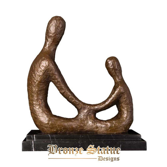 Bronze väterliche Liebe Skulptur Vater und Kind abstrakte Statue Figur Kunst Vatertag Geschenk Heimtextilien