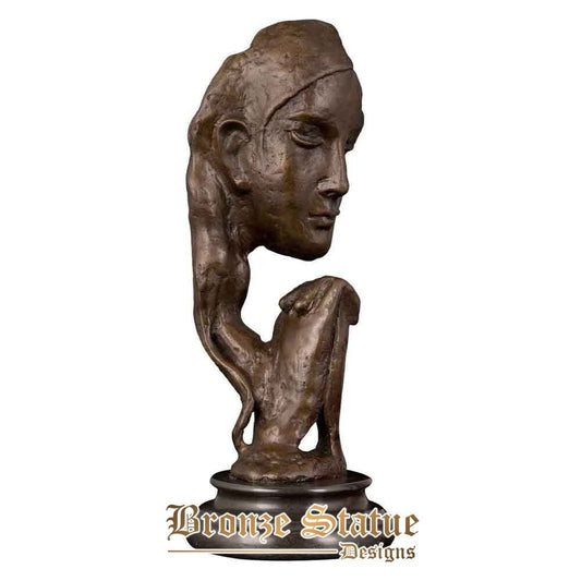 34cm abstract bronze prayer girl sculpture statue modern bust woman art indoor living room decor