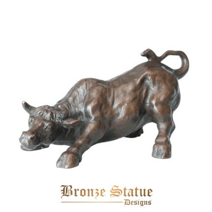 Wall street bull statue bronze bull stock market lucky bull sculpture animal figurine art office desktop decor business gifts