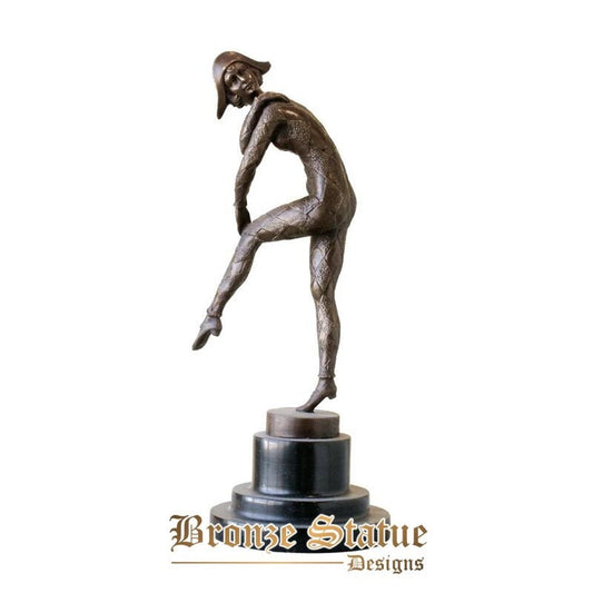 Clown performance statue sculpture hot cast bronze vintage europen art living room decoration