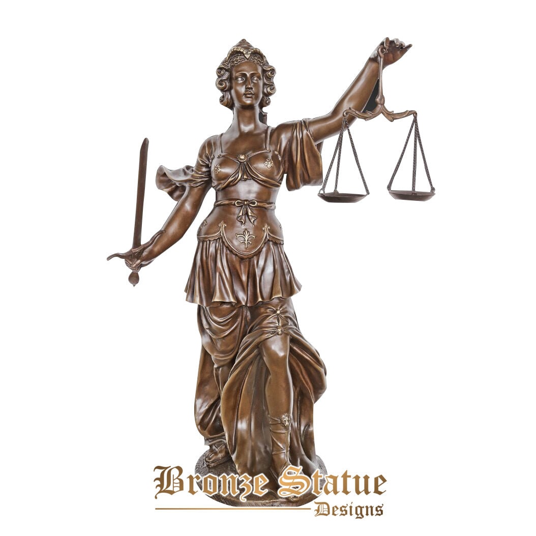 Statua della bilancia della giustizia a grandezza naturale scultura in bronzo dea greca themis justitia arte antica arredamento per ufficio a casa