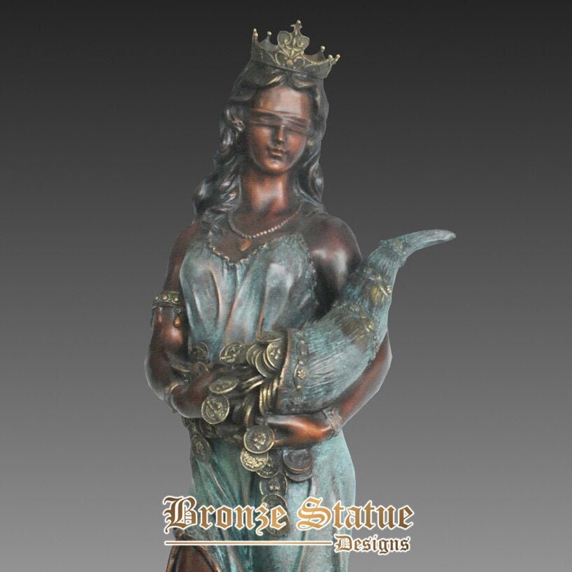 Life size fortuna tyche roman goddess of luck statue replica bronze western classical sculpture indoor floor decor large