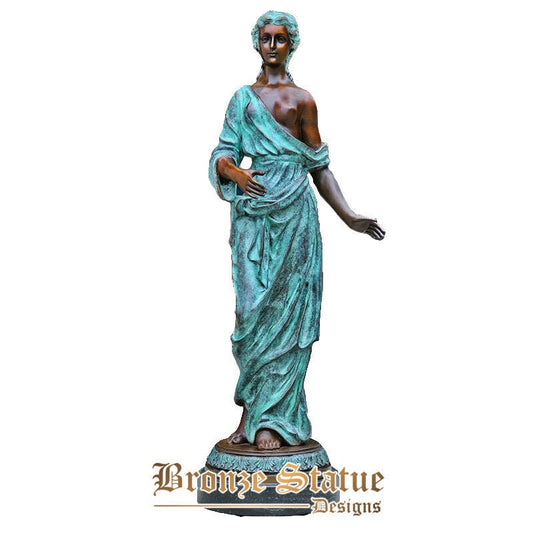 Grande escultura de bronze clássica estátua de mulher jovem jardim decoração ao ar livre