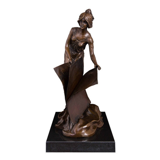 Senhora com livro | Livro de grandes dimensões | Estátua de Bronze | Escultura Elegante