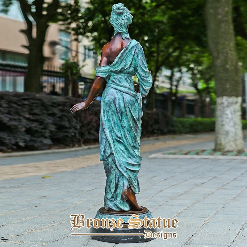 Grande scultura in bronzo classica giovane donna statua giardino decorazione esterna