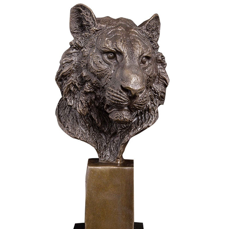 Tiger Head Bust | Bronze Statue | Animal Sculpture