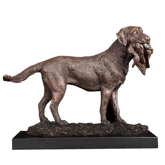 Jagdhund mit Beute | Bronzestatue | Jagdskulptur | Tierstatue