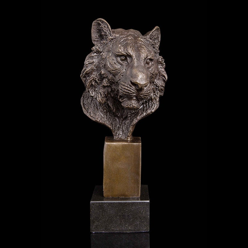 Tiger Head Bust | Bronze Statue | Animal Sculpture
