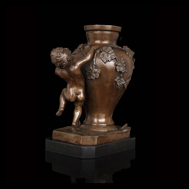 Bronze Vase | Flowers & Child Vase | Vase Sculpture