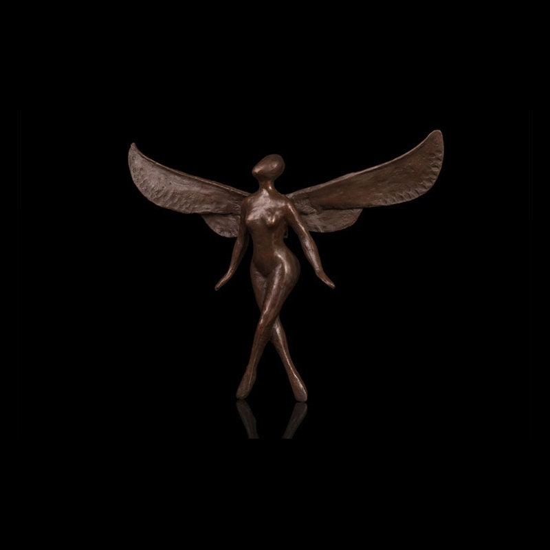 Arte De Parede De Anjo Abstrato | Estátua de Anjo de Bronze | Escultura de anjo alado