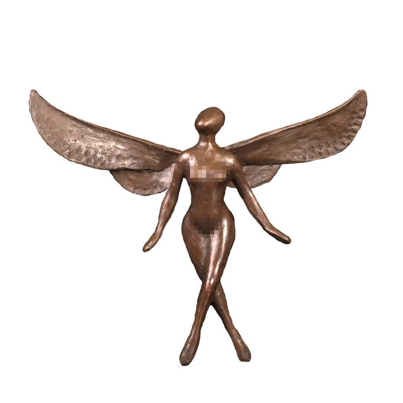 Abstract Angel Wall Art | Bronze Angel Statue | Winged Angel Sculpture