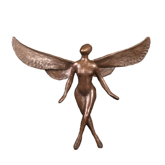 Arte De Parede De Anjo Abstrato | Estátua de Anjo de Bronze | Escultura de anjo alado