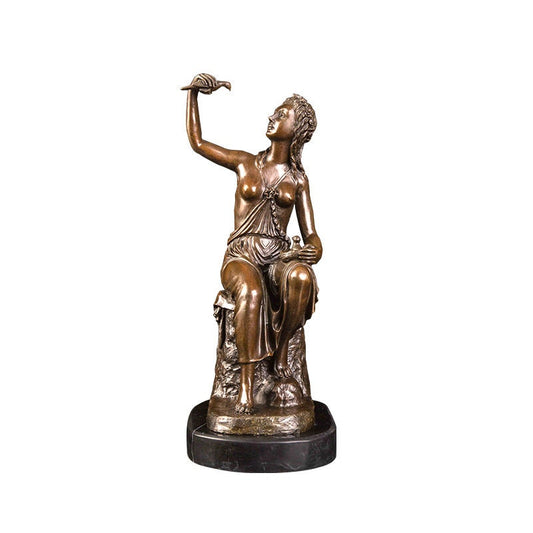 Belle donne con uccelli | Statua in bronzo | Scultura Antica