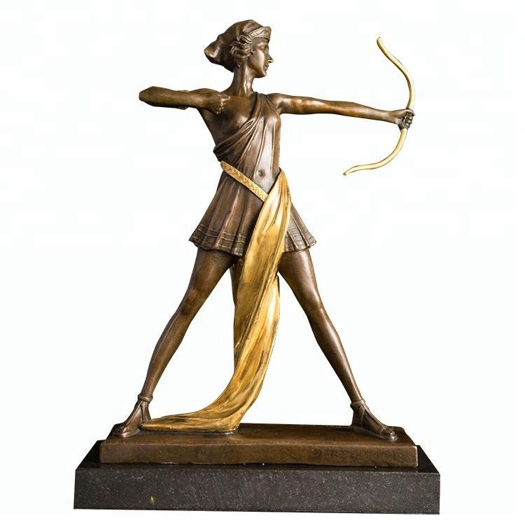 Female Archer Greek Mythology Bronze Statue Mythical Sculpture