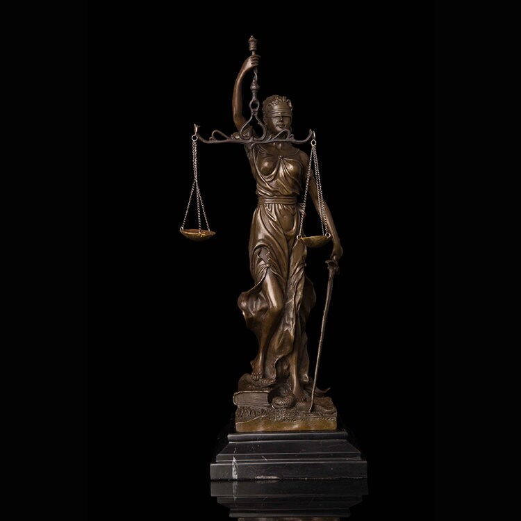 Cieca signora giustizia | mitologia greca | Statua in bronzo | Scultura di mitologia