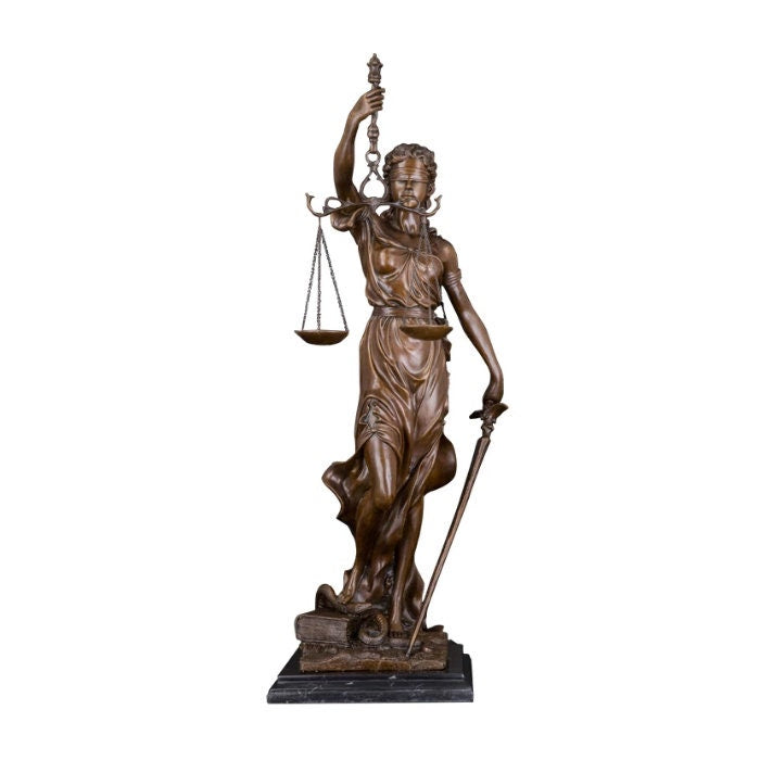 Cieca signora giustizia | mitologia greca | Statua in bronzo | Scultura di mitologia
