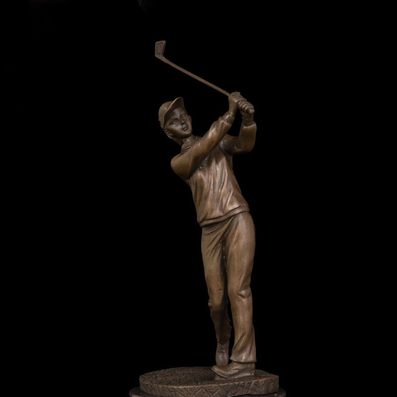 Estátua de Bronze Feminino Golfista | Esportes Femininos | Escultura de golfe