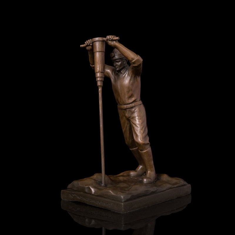 Man Drilling | Construction Worker | Bronze Labourer | Male Sculpture