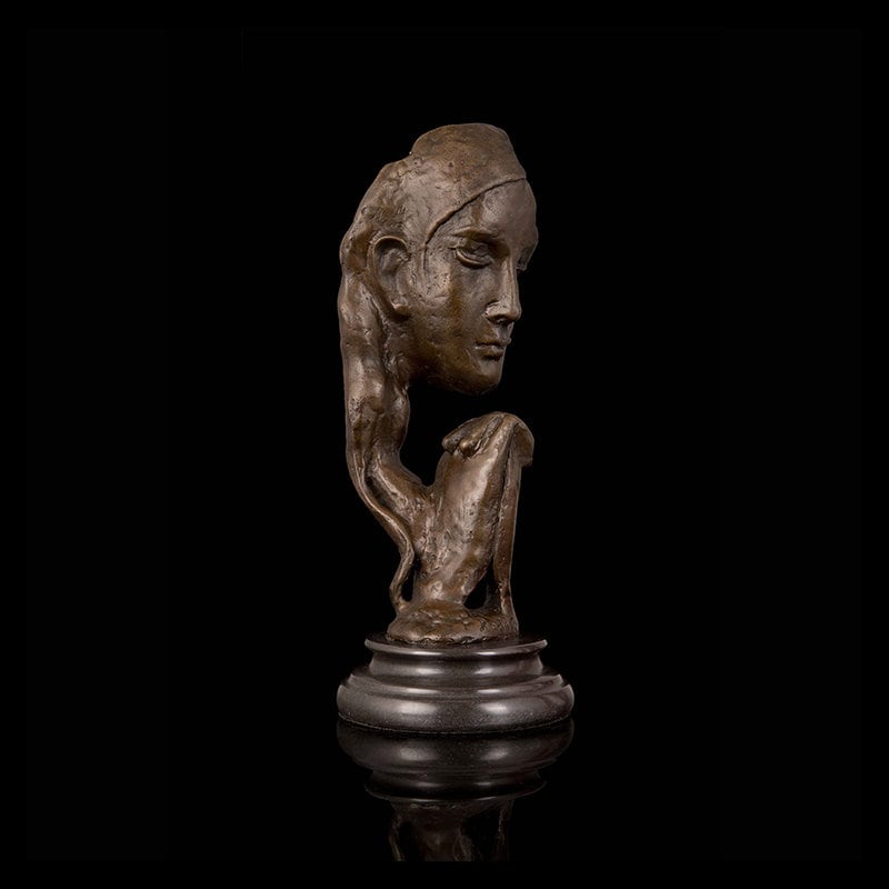 Female Prayer | Bronze Head Bust | Religious Sculpture