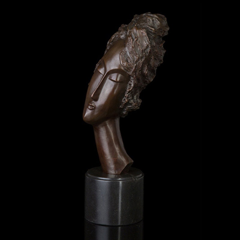 Abstract Female Head Bust | Bronze Statue | Woman Sculpture