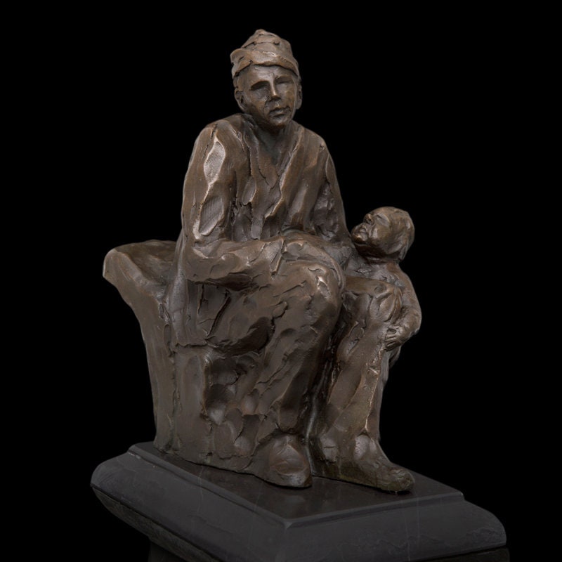Scultura astratta padre e figlio | Statua in bronzo | Famiglia | Festa del papà