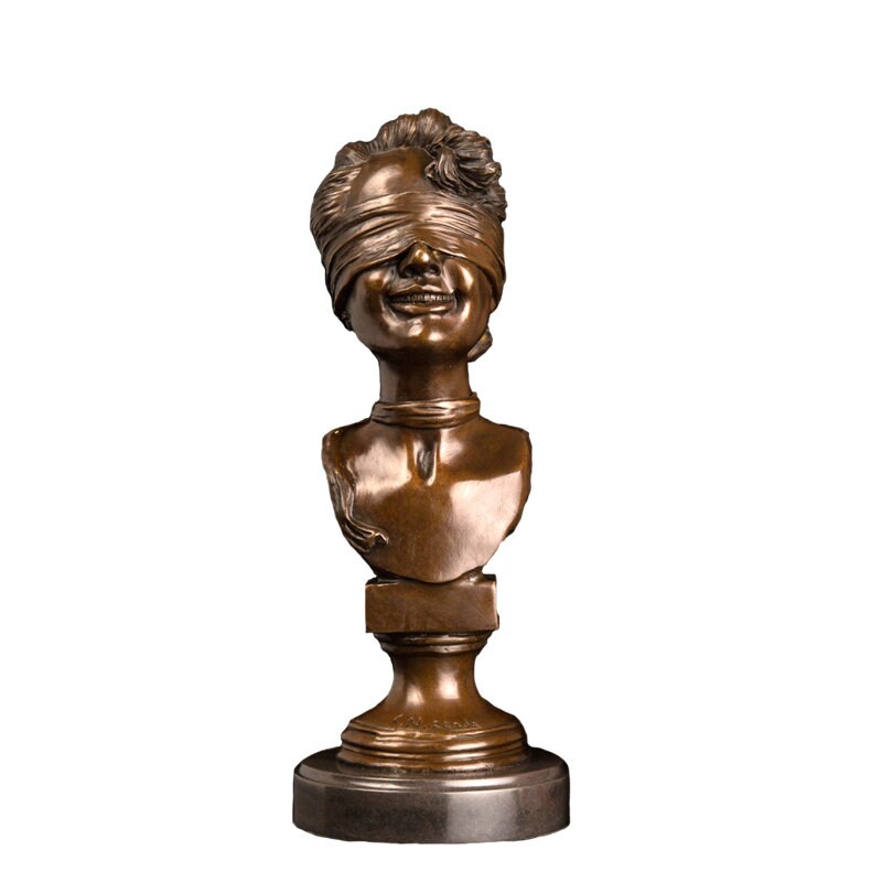 Helen Keller Bust | Bronze Statue | Blind Folded Sculpture