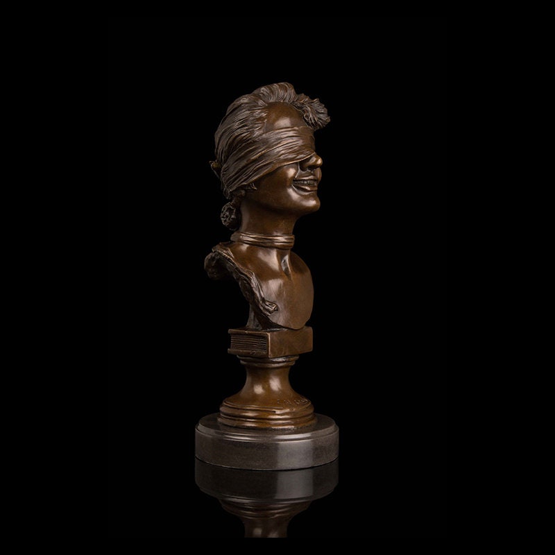 Helen Keller Bust | Bronze Statue | Blind Folded Sculpture