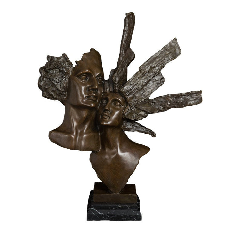 Abstract Bronze Head Bust | Male and Female Sculpture