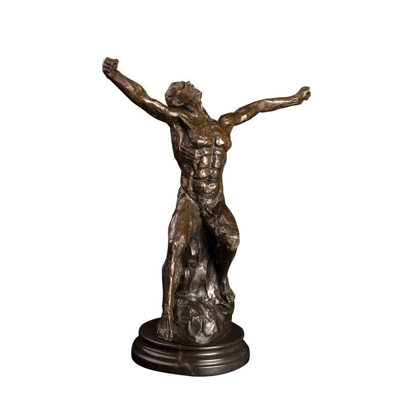 Nude Muscle Man | Bronze Statue | Naked Sculpture