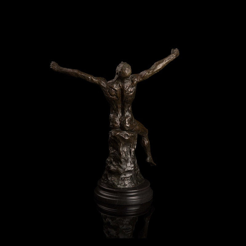 Nude Muscle Man | Bronze Statue | Naked Sculpture