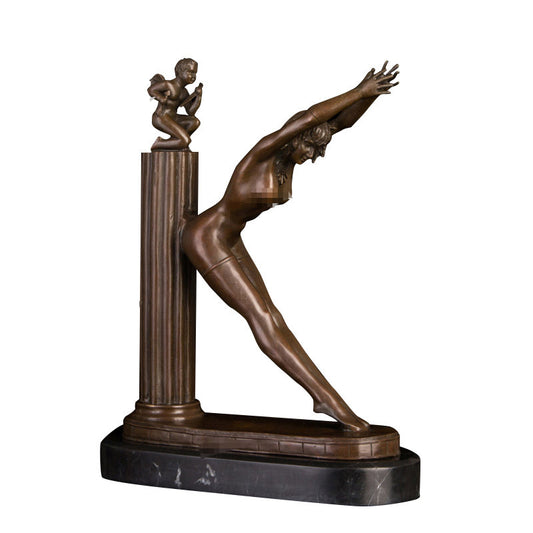 Anjo bebê e mulher nua | Escultura em Bronze | Estátua Sexy Feminina