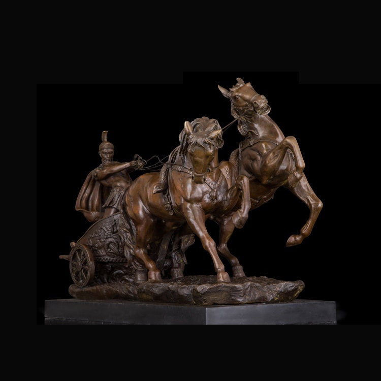 Soldier & Chariot | Bronze Statue | Military Sculpture
