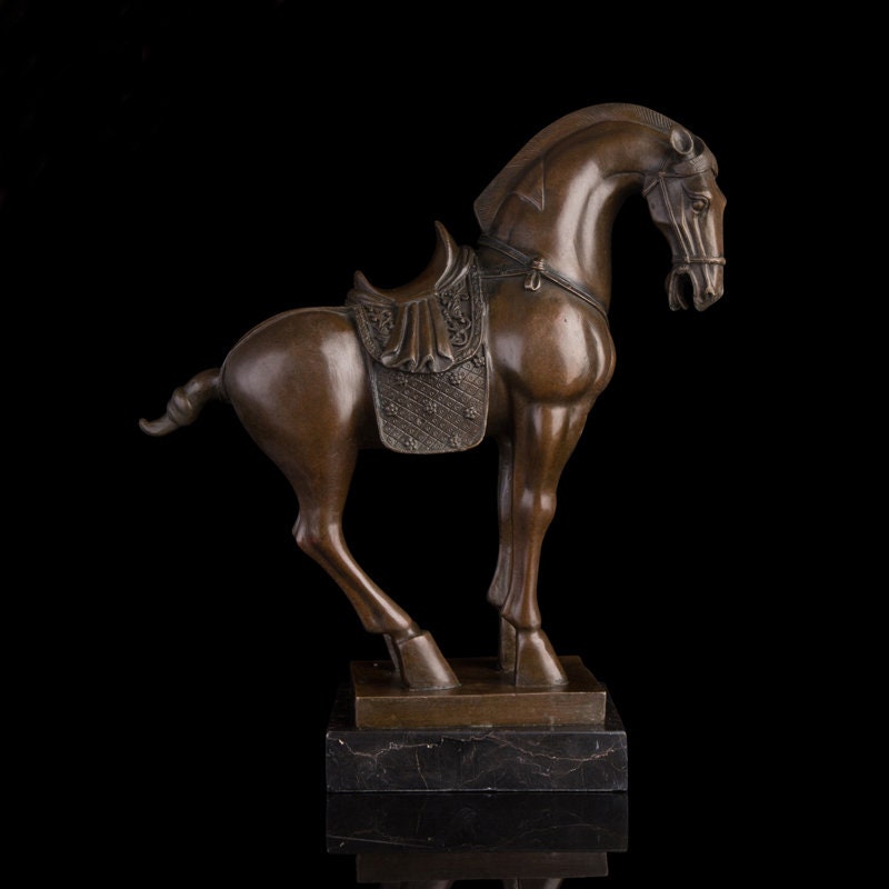 Estátua de cavalo de guerra chinês | Escultura em Bronze | Estátua Animal