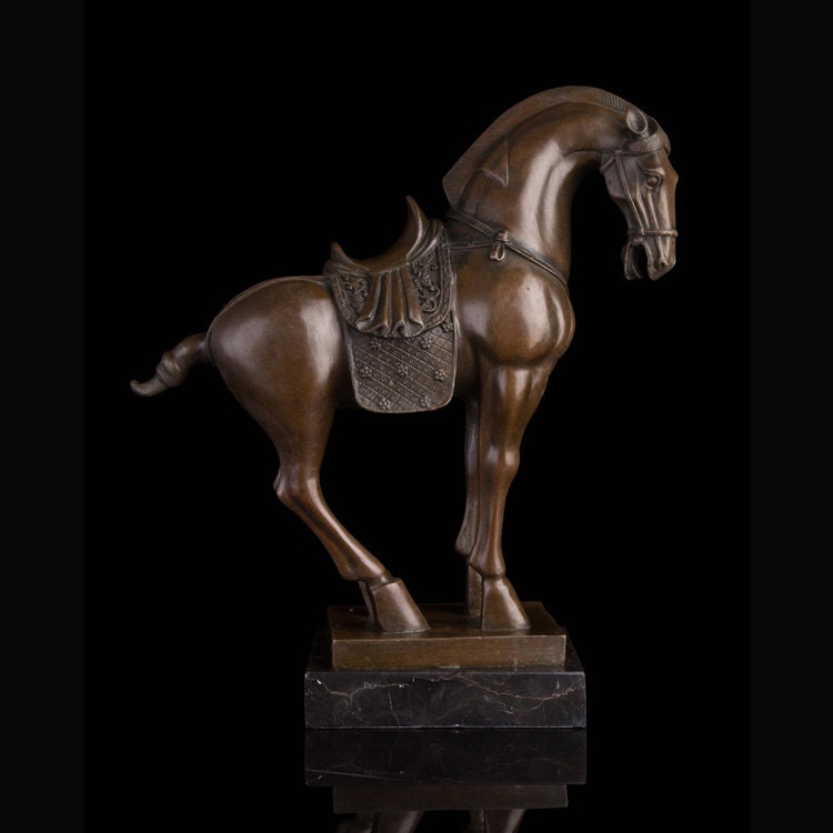 Estátua de cavalo de guerra chinês | Escultura em Bronze | Estátua Animal