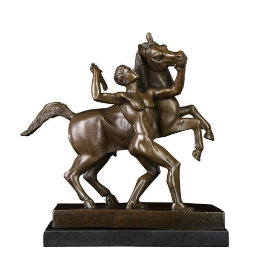 Man and Horse | Training | Bronze Statue | Animal Sculpture