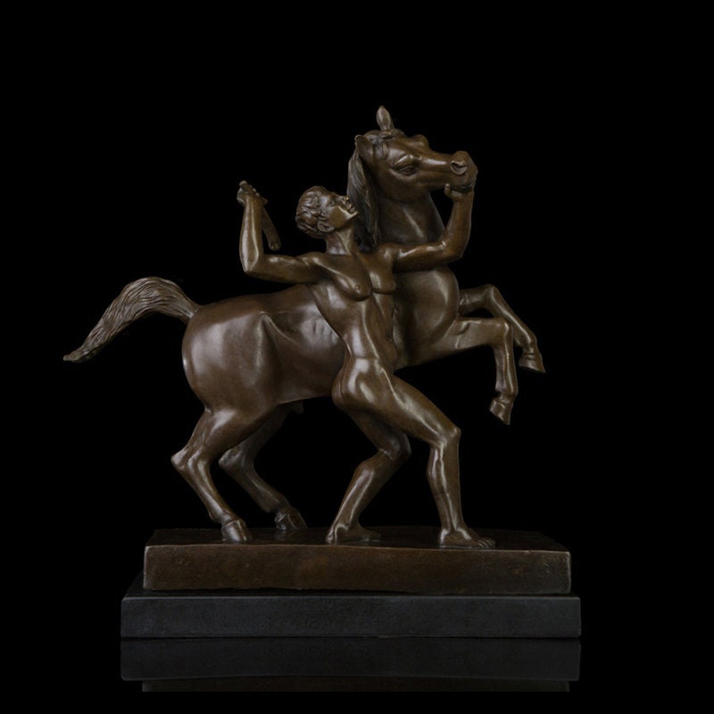 Man and Horse | Training | Bronze Statue | Animal Sculpture