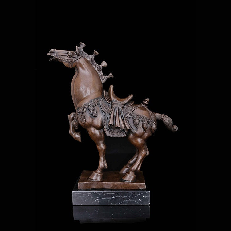 Chinesisches Kriegspferd | Bronzestatue | Tierskulptur | Militärisches Tier