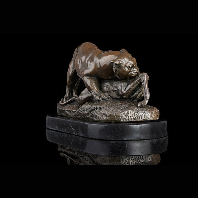 Cat Hunting Prey | Bronze Statue | Lion Sculpture