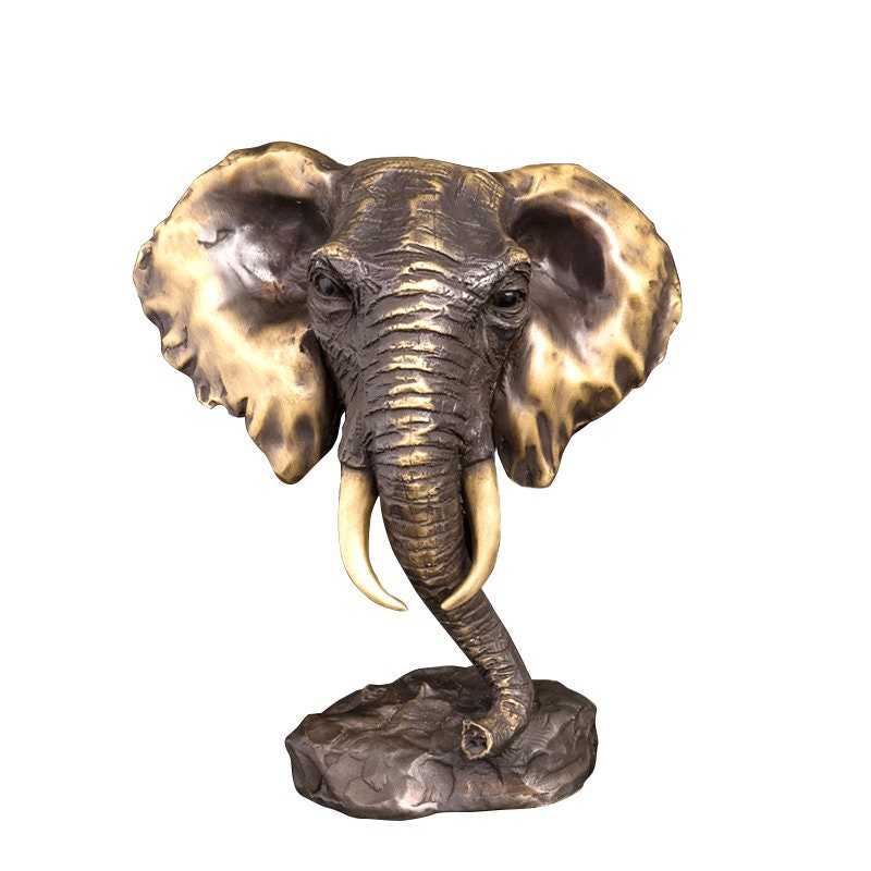 Elephant Head Bust | Bronze Statue | Animal Sculpture