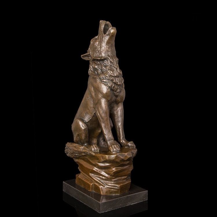 Howling Wolf | Bronze Statue | Animal Sculpture