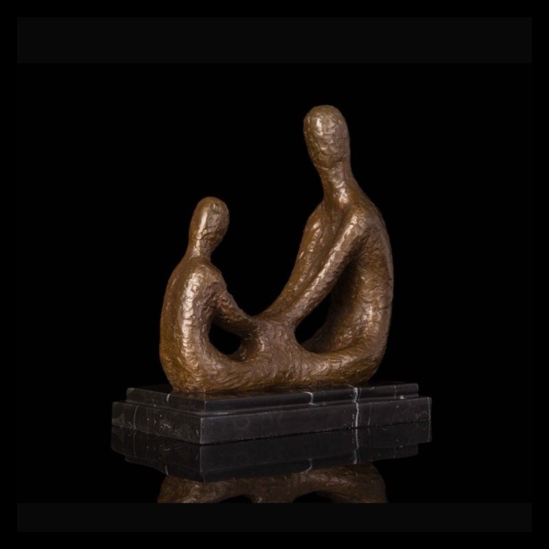 Abstract Father & Daughter | Mother and Son | Bronze Statue | Family Sculpture