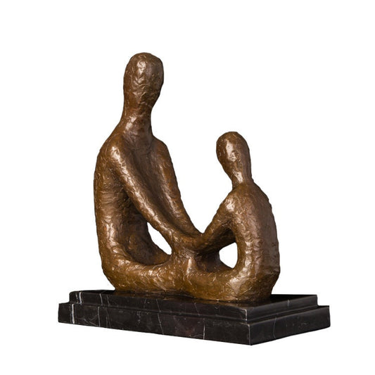 Abstrakter Vater u. Tochter | Mutter und Sohn | Bronzestatue | Familienskulptur