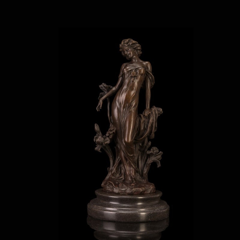 Lady Surrounded by Flowers |  Bronze Statue