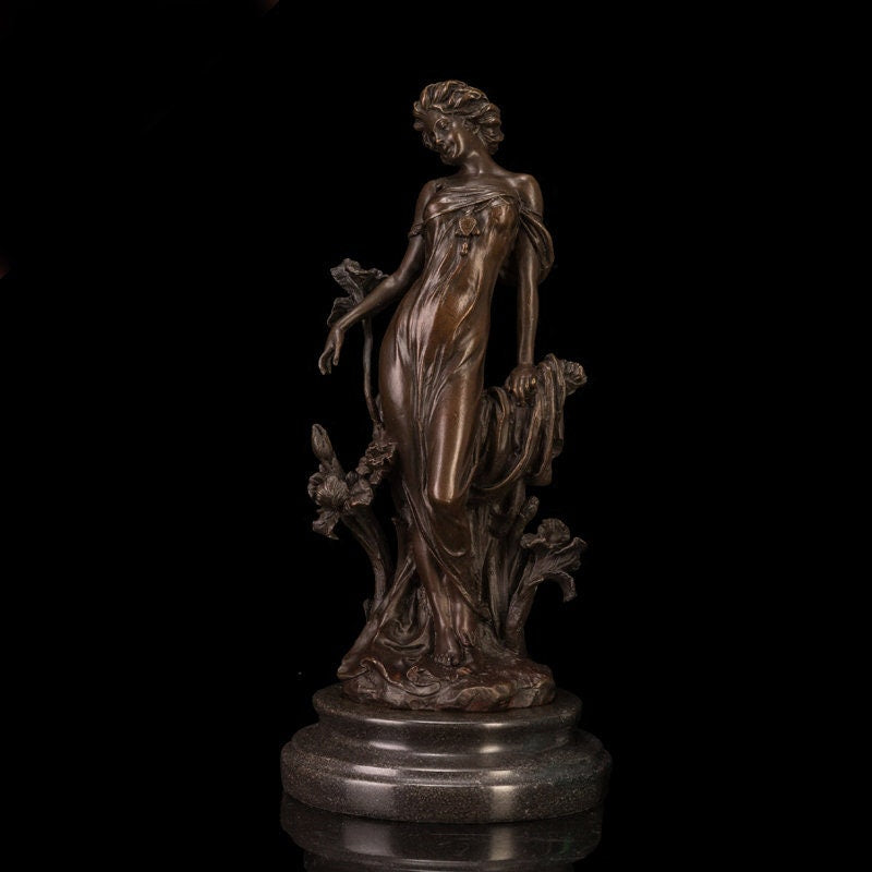 Lady Surrounded by Flowers |  Bronze Statue